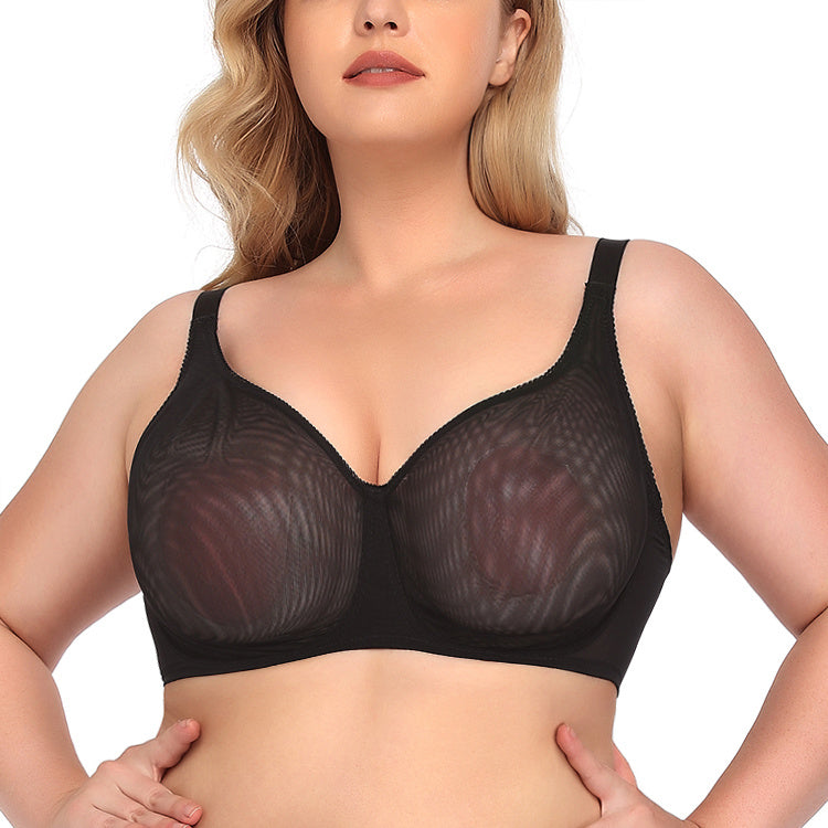 LuxeLift™ Ultra-Thin Sheer Bra – Plus Size Wireless Support