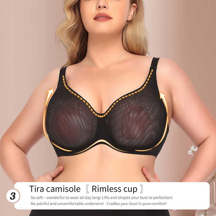 LuxeLift™ Ultra-Thin Sheer Bra – Plus Size Wireless Support
