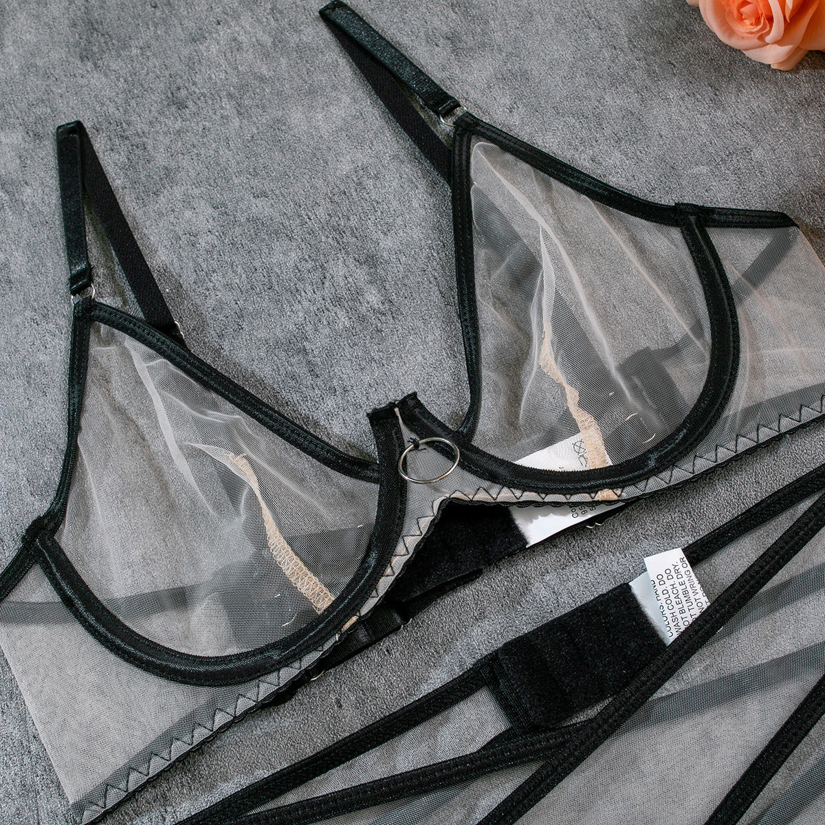 Nude Feel Mesh Lingerie Set – 4-Piece Women’s Collection